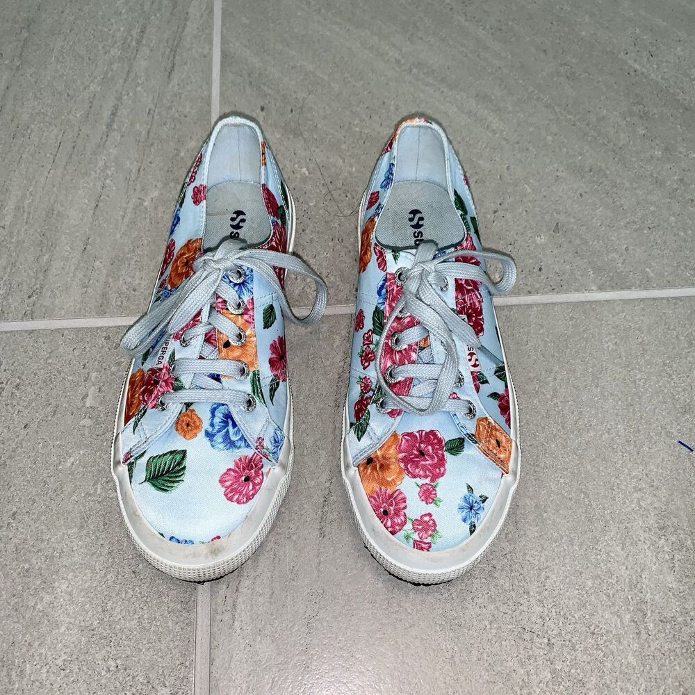 Superga  Floral Lace Up Sneaker Shoes  Size W 7 European 38